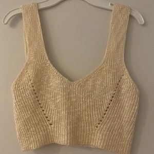 Hand made crochet cropped tank top (cream)